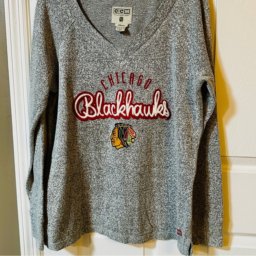 CCM Heather Gray Chicago Blackhawks Women's Sweatshirt